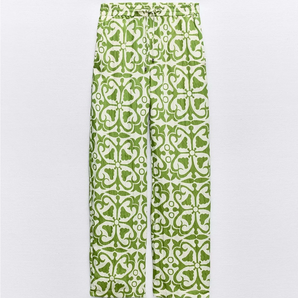 Green Patterned Pants - image 1